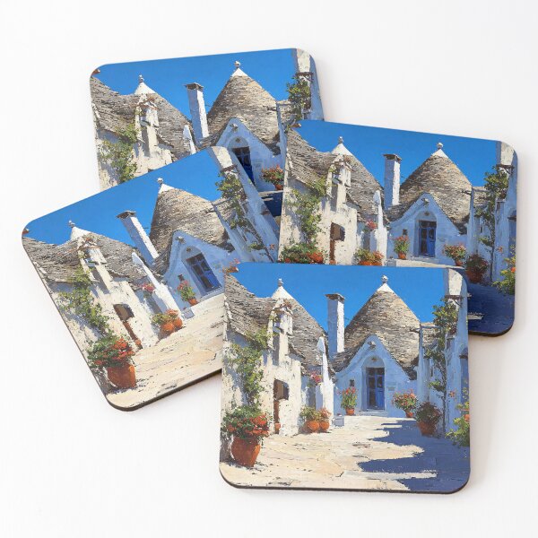Item preview, Sunlit Trulli Rooftops Alberobello Mediterranean Summer Scene designed and sold by daila70.