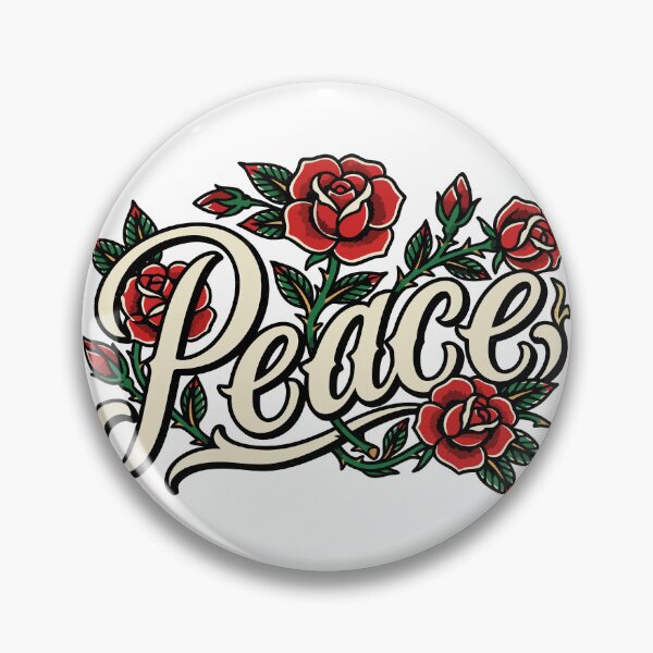 Item preview, Peace Script with Roses designed and sold by ArtEmotionsImages.