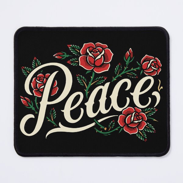 Item preview, Peace Script with Roses designed and sold by ArtEmotionsImages.