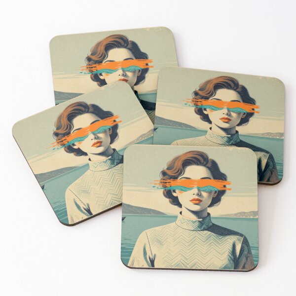 Item preview, Vintage Portrait with Abstract Brushstrokes - Surreal Coastal Art designed and sold by fotoNoz.