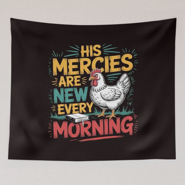 Item preview, His Mercies Are New Every Morning Chicken – Bible Religious Quote Funny Chicken Farm Humor designed and sold by Redgiant87x.