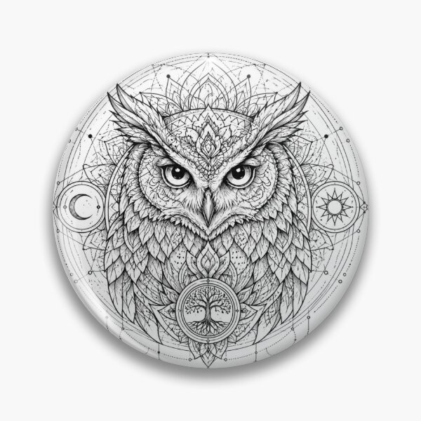 Item preview, Wisdom Owl Mandala Sacred Geometry Art designed and sold by suryabumblee.
