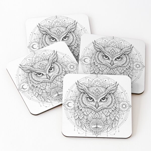 Item preview, Wisdom Owl Mandala Sacred Geometry Art designed and sold by suryabumblee.