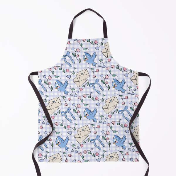 Item preview, Blue Checked Coquette Bow & Vintage Bluebird Pattern designed and sold by Lockets Little Notes.