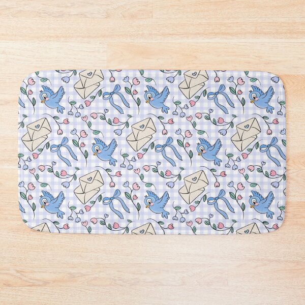 Item preview, Blue Checked Coquette Bow & Vintage Bluebird Pattern designed and sold by Lockets Little Notes.