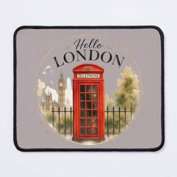 Item preview, Hello London – Red Telephone Booth Big Ben Vintage Travel Design designed and sold by IsyLaneDesign.