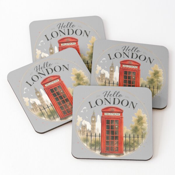 Item preview, Hello London – Red Telephone Booth Big Ben Vintage Travel Design designed and sold by IsyLaneDesign.
