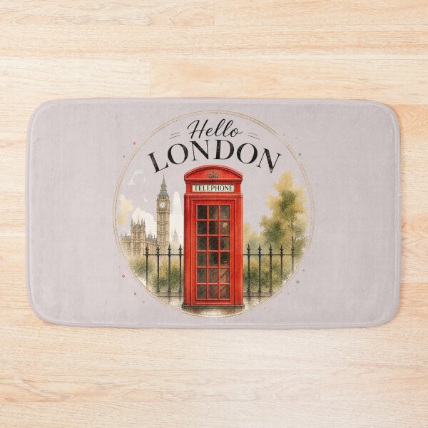 Item preview, Hello London – Red Telephone Booth Big Ben Vintage Travel Design designed and sold by IsyLaneDesign.