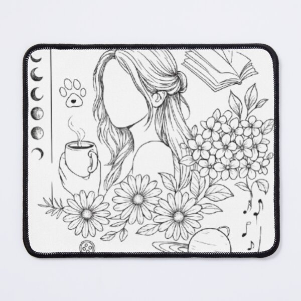 Item preview, My Aesthetic Universe | Celestial Girl, Coffee, & Travel Line Art designed and sold by ZairDesign.
