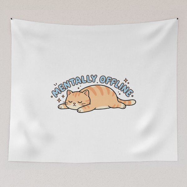 Item preview, Mentally Offline Cat Sticker | Cute Relatable Mood designed and sold by CutePlix.