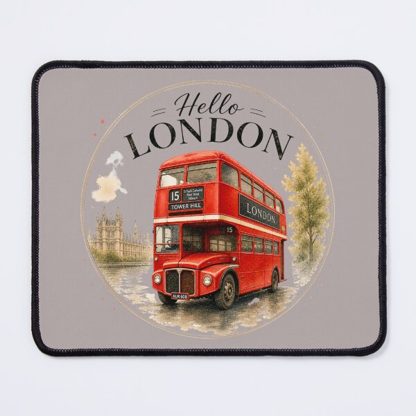 Item preview, Hello London Red Bus – Vintage Double Decker Travel Design designed and sold by IsyLaneDesign.