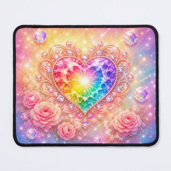 Item preview, rainbow crystal heart with roses and diamonds designed and sold by ulupono.