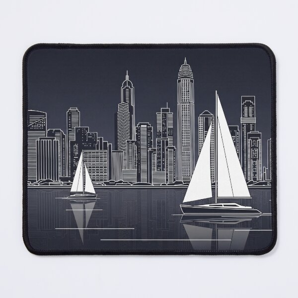 Item preview, Night Harbor Skyline with Sailboats designed and sold by PixorStudio.