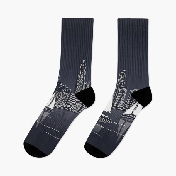 Item preview, Night Harbor Skyline with Sailboats designed and sold by PixorStudio.