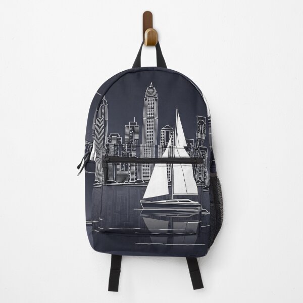 Item preview, Night Harbor Skyline with Sailboats designed and sold by PixorStudio.