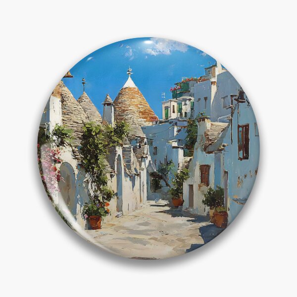 Item preview, Alberobello Narrow Street Trulli Blooming Pots Puglia Italy designed and sold by daila70.