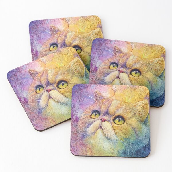 Item preview, Watercolor Exotic Shorthair Cat Portrait with Floral Line Art Background designed and sold by RyanPhamDesigns.
