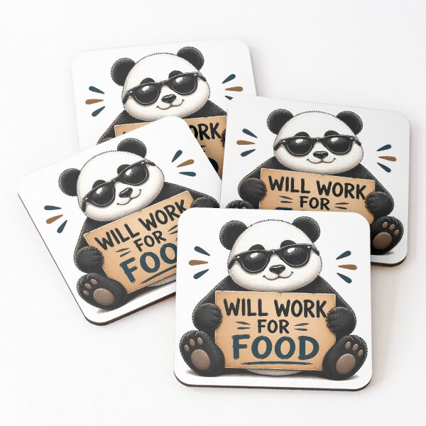 Item preview, Will Work For Food Funny Panda Shirt Cute Lazy Panda Meme Animal Lover Gift designed and sold by Digital Culture Studio.