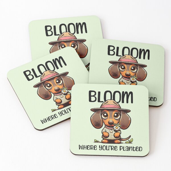 Item preview, Bloom Where You’re Planted – Cute Dachshund Gardener with Flower designed and sold by Sachie's Studio.