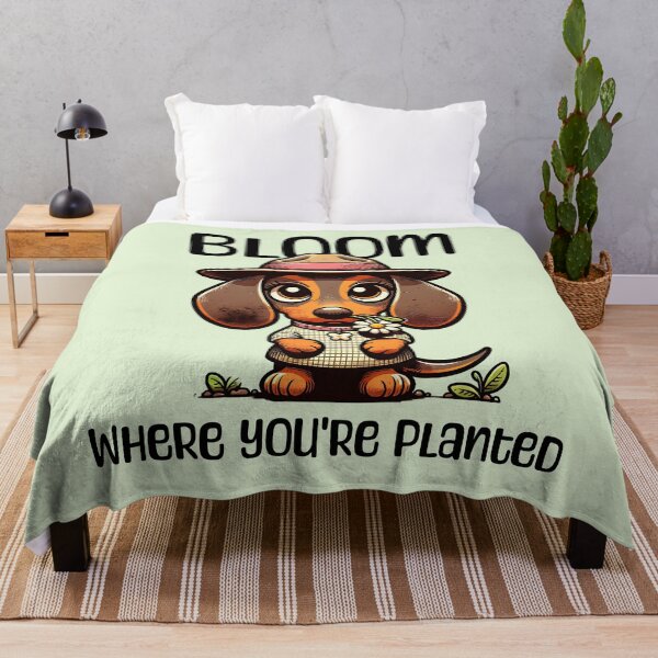 Item preview, Bloom Where You’re Planted – Cute Dachshund Gardener with Flower designed and sold by Sachie's Studio.