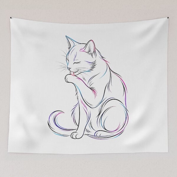 Item preview, Neon Line Cat – Minimal Abstract Grooming Cat | Modern Tattoo Style T-Shirt designed and sold by XxZainStylexX.