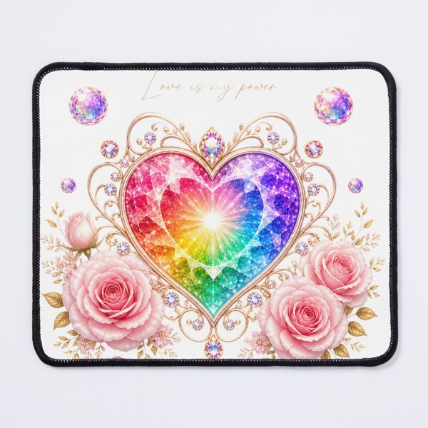 Item preview, rainbow crystal heart with roses and diamonds – love energy design designed and sold by ulupono.