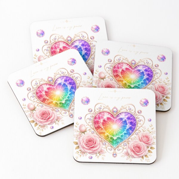 Item preview, rainbow crystal heart with roses and diamonds – love energy design designed and sold by ulupono.