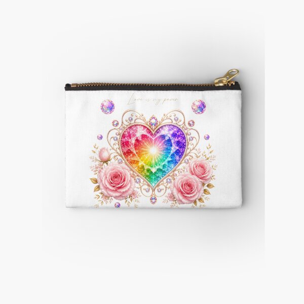 Item preview, rainbow crystal heart with roses and diamonds – love energy design designed and sold by ulupono.