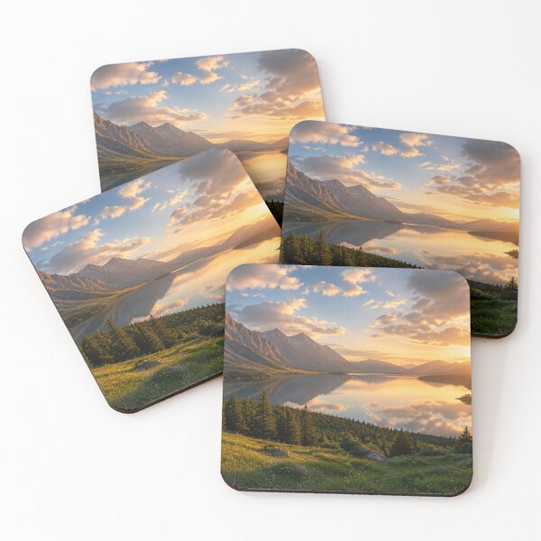 Item preview, Panoramic mountain landscape at sunset in wide format designed and sold by EMMStudio.