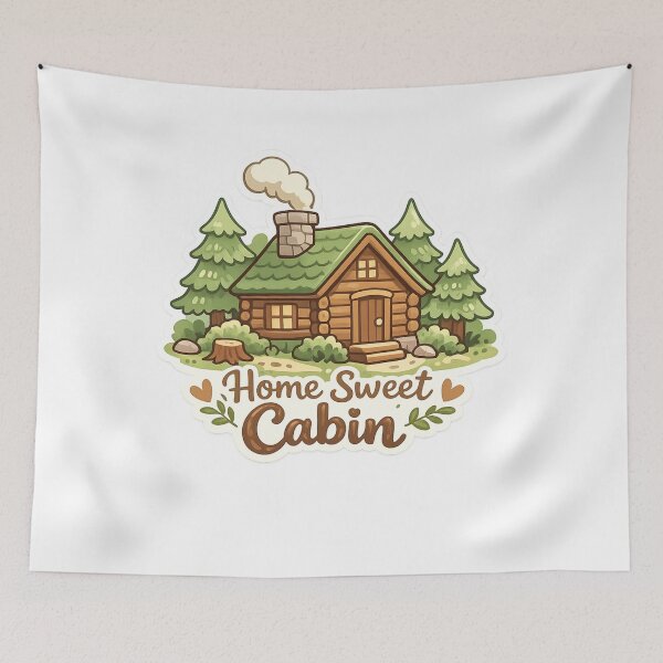 Item preview, Home Sweet Cabin Sticker — Cottagecore Log Cabin Pine Forest Cozy Nature Lover Camping Hiking Gift Decal designed and sold by CosyCush.