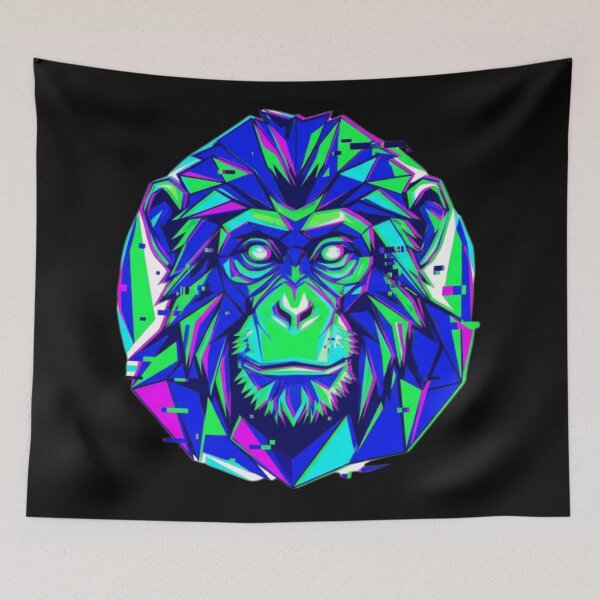 Item preview, Geometric Glitch Chimpanzee – Digital Art T-Shirt for Futuristic Lovers designed and sold by bsbd-action.