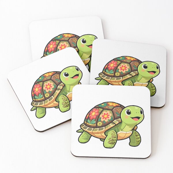 Item preview, A smiling turtle with a floral shell designed and sold by Beleza e Estilo.