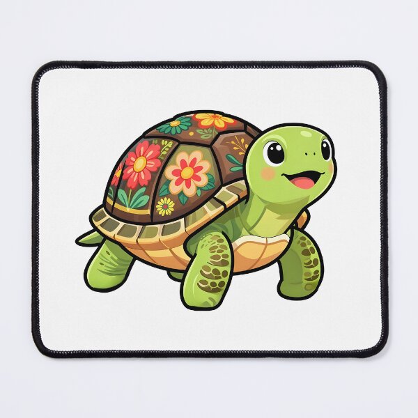 Item preview, A smiling turtle with a floral shell designed and sold by Beleza e Estilo.