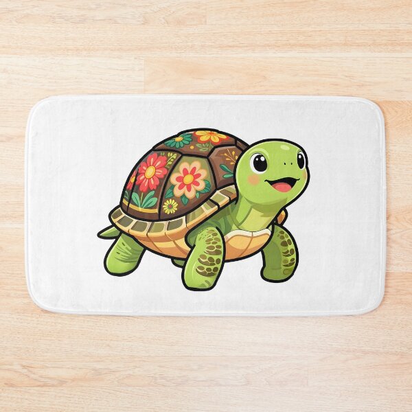 Item preview, A smiling turtle with a floral shell designed and sold by Beleza e Estilo.