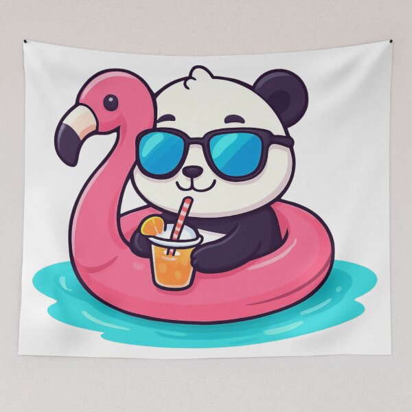 Item preview, Summer Vibes Cute Panda and Flamingo designed and sold by fotoNoz.
