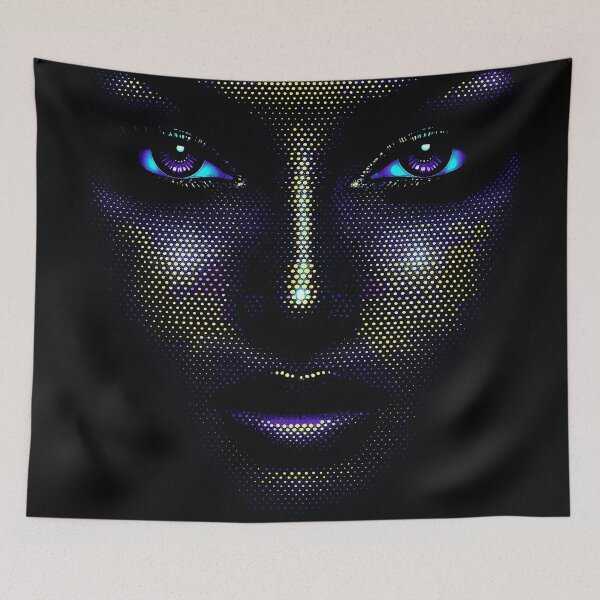 Item preview, Blue-eyed Beauty in Neon Halftone  designed and sold by ClubVacay.
