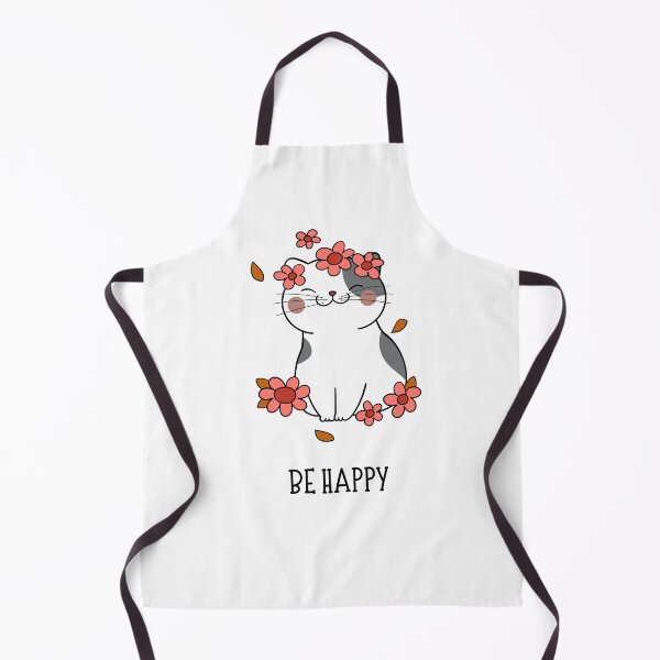 Artikelvorschau, Be Happy – Cute Cat Illustration | Positive Vibes Design entworfen und verkauft von gluxdesing.