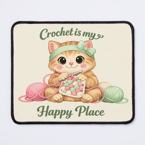 Item preview, Crochet Is My Happy Place Cat designed and sold by ironydesigns.