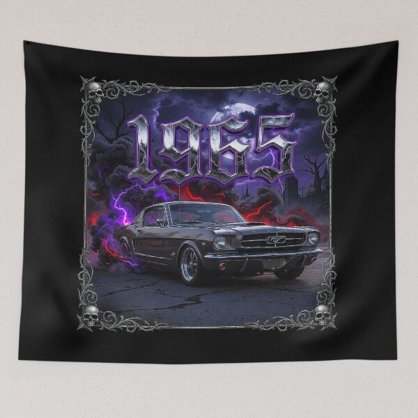 Item preview, "Classic Goth Horror-Themed 1965 Mustang Hotrod T-Shirt Design"   designed and sold by AGED Limited.