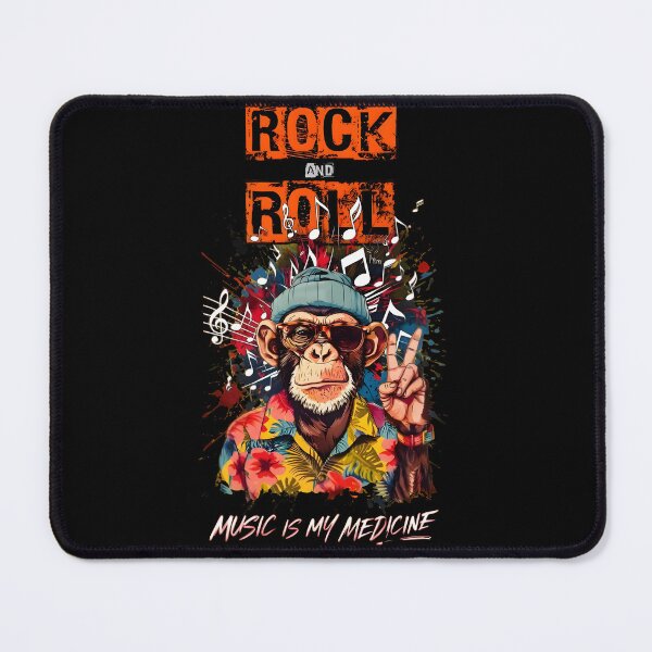 Item preview, Rock and Roll "Music is My Medicine" Fusion Design - Cool Monkey with Sunglasses and Peace Sign designed and sold by Rostislav Tarasenko.