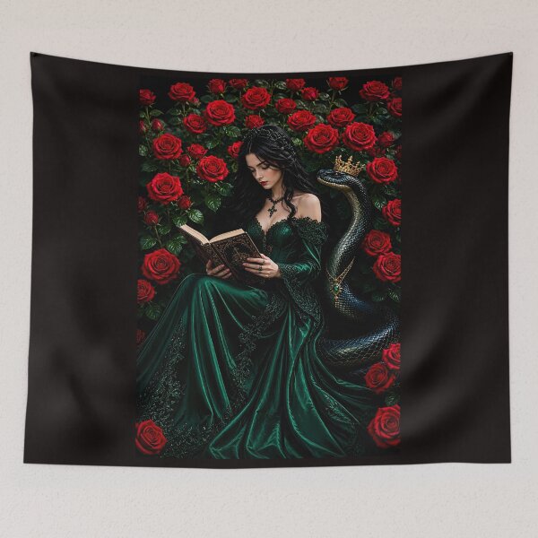 Item preview, Gothic Woman Reading with Serpent – Rose Fantasy designed and sold by DarkLuxuryArt.