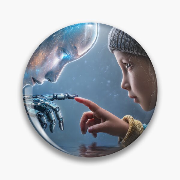 Item preview, Human and Robot Connection in a Dreamy Landscape designed and sold by Artessie.