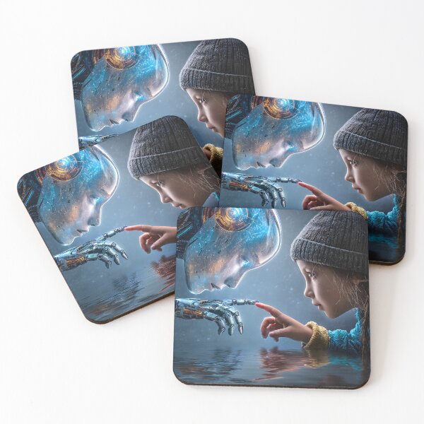 Item preview, Human and Robot Connection in a Dreamy Landscape designed and sold by Artessie.