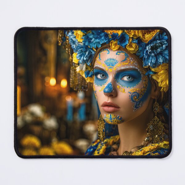 Item preview, Vibrant Woman with Artistic Face Paint and Flowers designed and sold by Artessie.