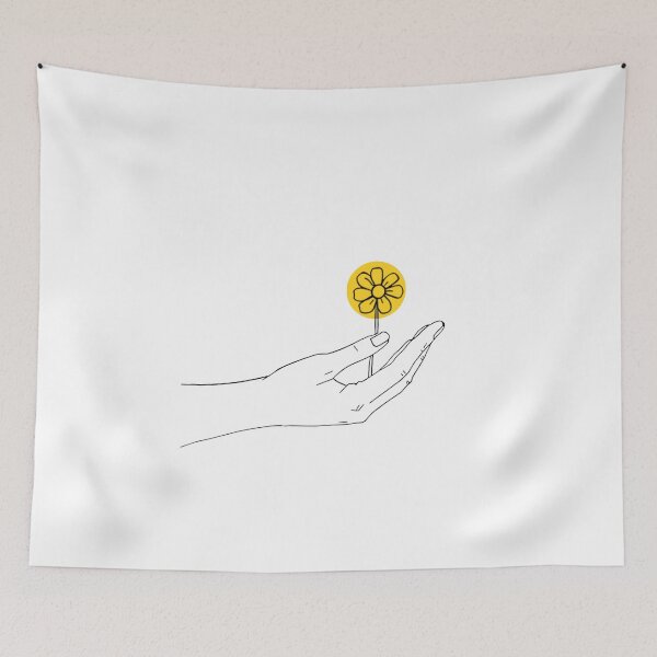 Item preview, Minimalist Hand Holding Flower - Line Art Aesthetic Sticker designed and sold by fotoNoz.