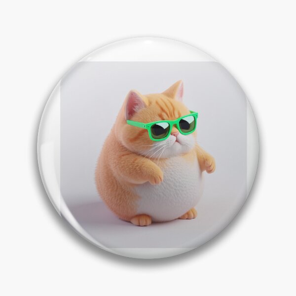 Item preview, Chubby 3D Orange Cat with Neon Green Sunglasses designed and sold by doodlerartist.