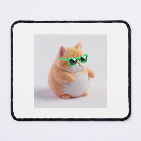 Item preview, Chubby 3D Orange Cat with Neon Green Sunglasses designed and sold by doodlerartist.