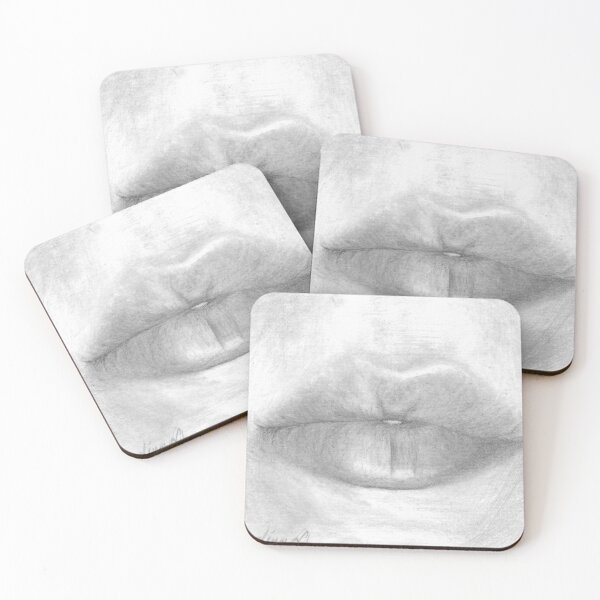 Item preview, lips handdrawn pencil sketch autoportretmouth smile grey gray designed and sold by ShePaintsMusic.