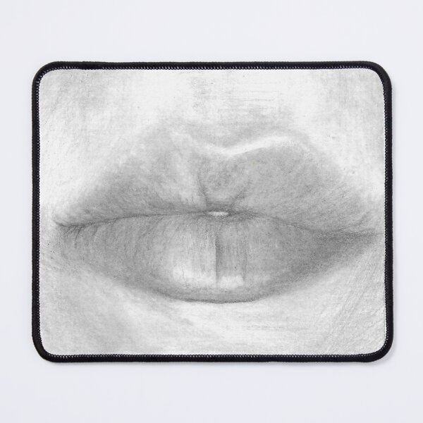 Item preview, lips handdrawn pencil sketch autoportretmouth smile grey gray designed and sold by ShePaintsMusic.