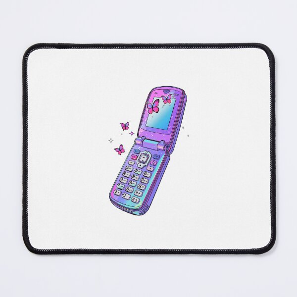 Item preview, Retro Y2K Purple Flip Phone with Glitter Butterflies designed and sold by doodlerartist.